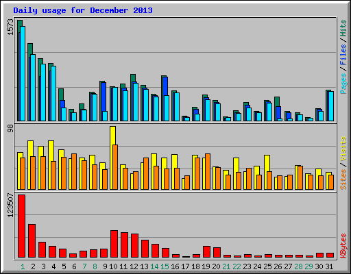 Daily usage for December 2013