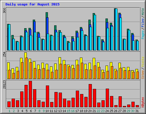 Daily usage for August 2015