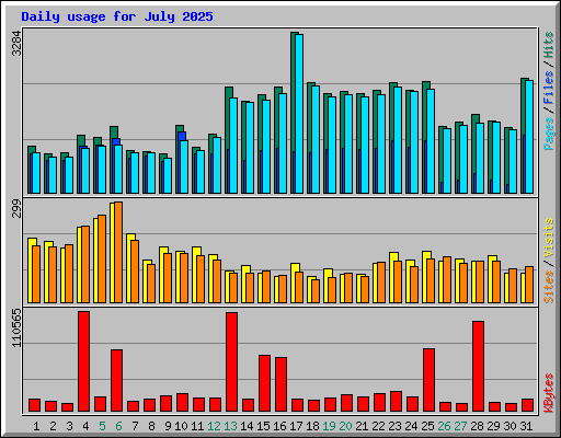 Daily usage for July 2025