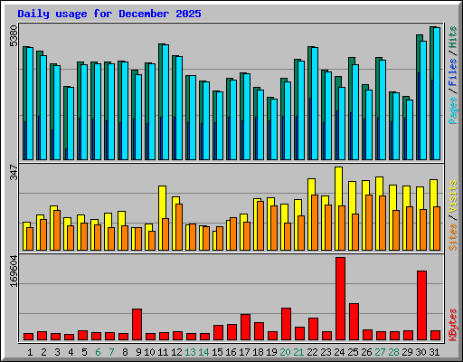 Daily usage for December 2025